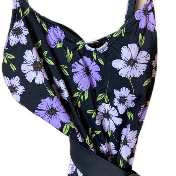 Miracle Brands Floral Belt One Piece Swimsuit Sz M - Picture 5 of 8